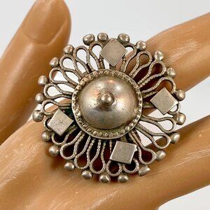Afghan Ring, Old Silver Ring, Size 7, Vintage, Domed, Nomadic, Middle Eastern